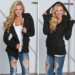 Lime Lush black hooded sweater jacket Large